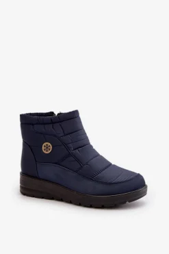 Śniegowce Damskie Ocieplane Granatowe Helis