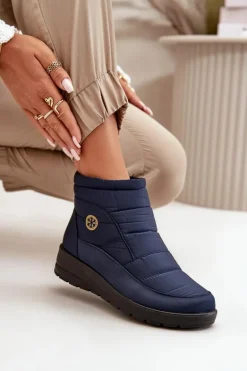 Śniegowce Damskie Ocieplane Granatowe Helis