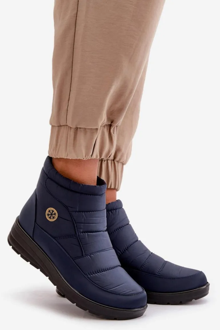 Śniegowce Damskie Ocieplane Granatowe Helis