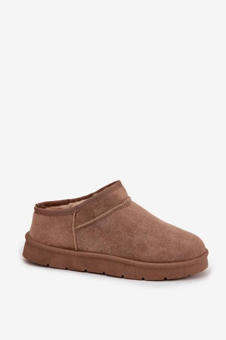 Śniegowce Damskie Ocieplane Futerkiem Brązowe Serenne