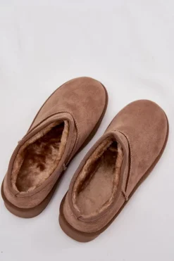 Śniegowce Damskie Ocieplane Futerkiem Brązowe Serenne