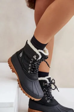 Śniegowce Damskie Sznurowane Z Futerkiem Lee Cooper LCJ-24-44-2868 Czarne