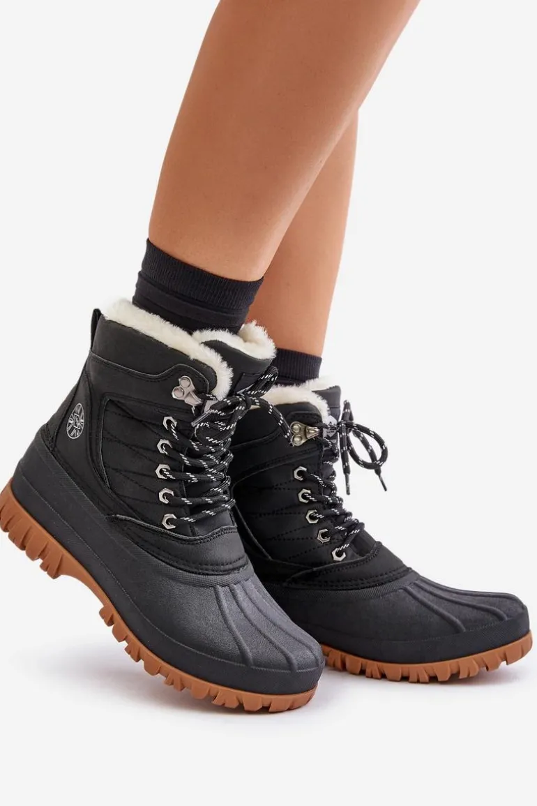 Śniegowce Damskie Sznurowane Z Futerkiem Lee Cooper LCJ-24-44-2868 Czarne