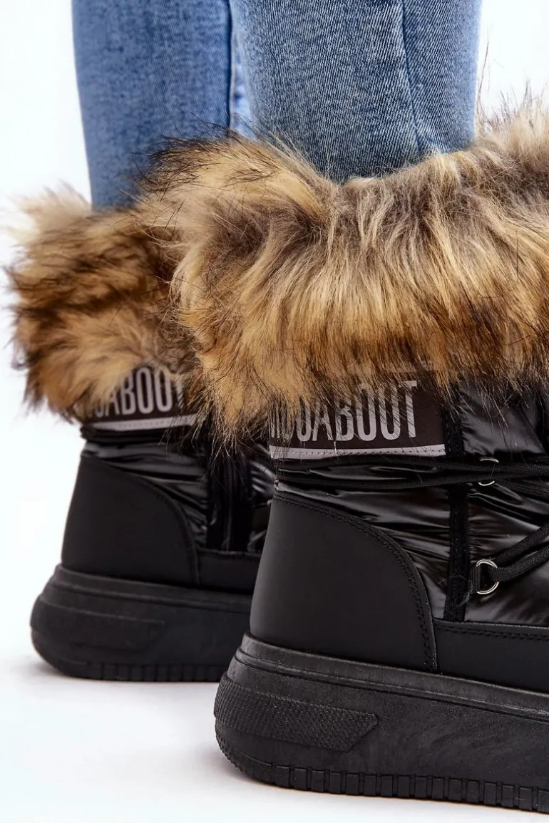Śniegowce Damskie Z Futerkiem Na Platformie Czarne Nabilla