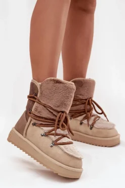 Śniegowce Damskie Z Futerkiem D.Franklin DFSH370012 Beżowe