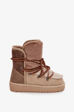 Śniegowce Damskie Z Futerkiem D.Franklin DFSH370012 Beżowe