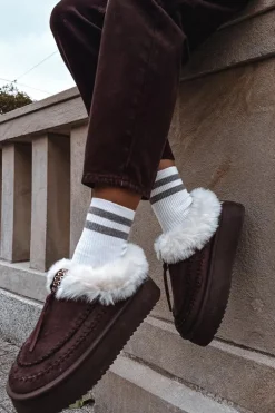 Śniegowce Damskie Z Futerkiem Na Platformie Czekoladowe Rosmira