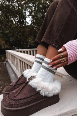 Śniegowce Damskie Z Futerkiem Na Platformie Czekoladowe Rosmira