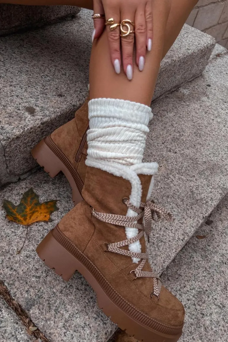 Śniegowce Damskie Z Kożuszkiem Camel Irmara