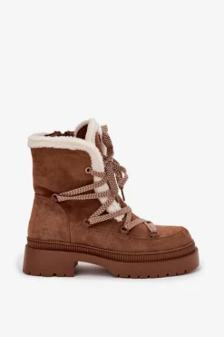 Śniegowce Damskie Z Kożuszkiem Camel Irmara