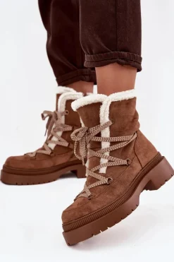 Śniegowce Damskie Z Kożuszkiem Camel Irmara