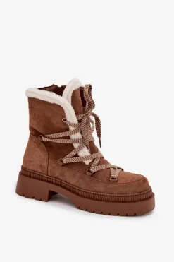 Śniegowce Damskie Z Kożuszkiem Camel Irmara