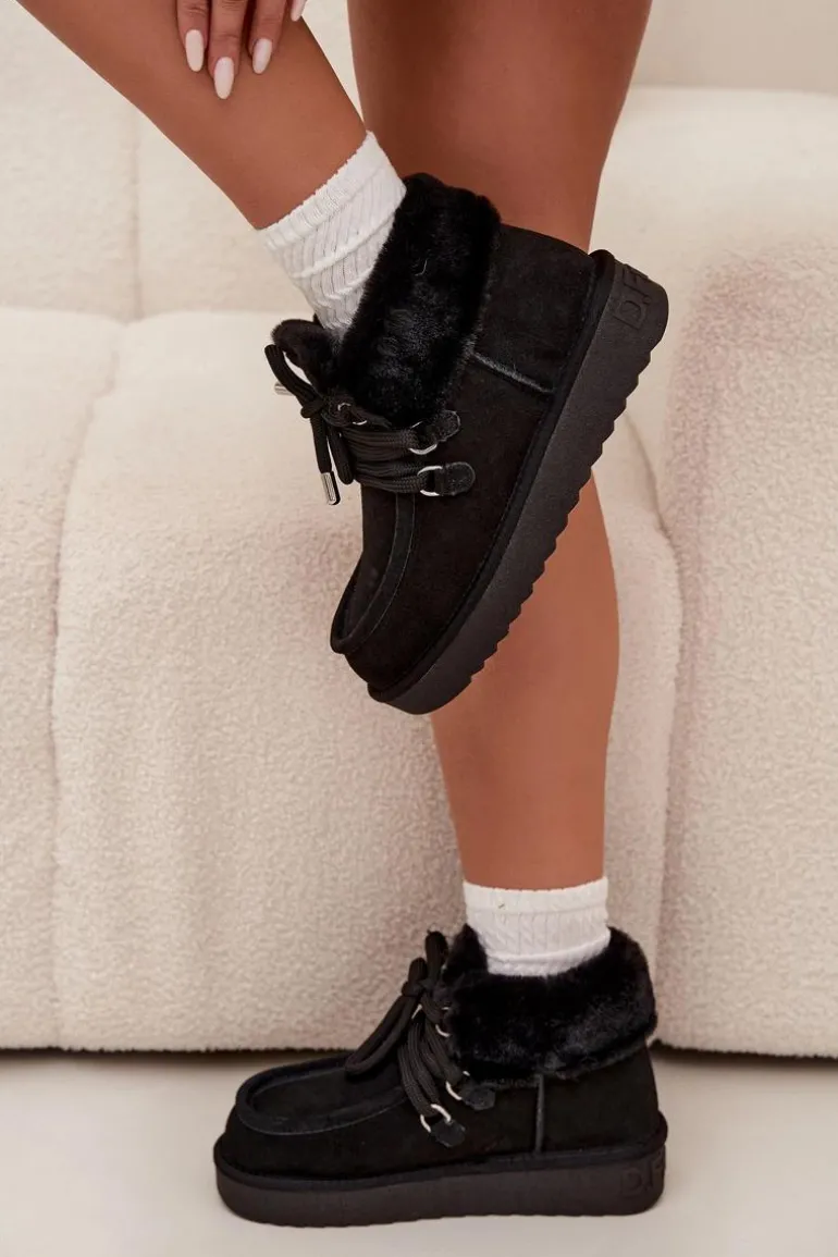 Śniegowce Damskie Z Naturalnego Zamszu D.Franklin DFSH375006 Czarne