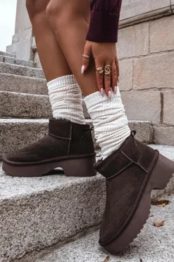 Śniegowce Damskie Z Naturalnego Zamszu Ocieplane Futerkiem Czekoladowe Milora