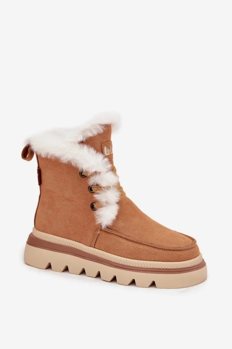 Śniegowce Damskie Z Naturalnego Zamszu Lee Cooper LCJ-25-01-3738 Camel