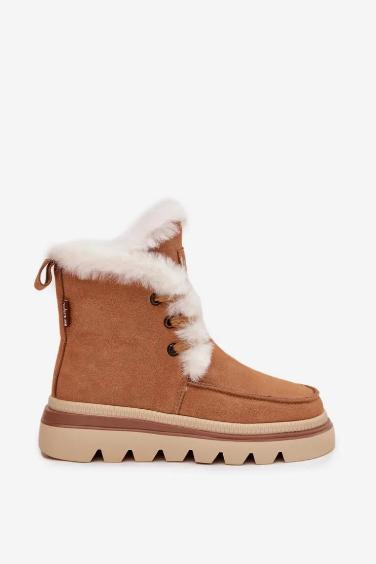 Śniegowce Damskie Z Naturalnego Zamszu Lee Cooper LCJ-25-01-3738 Camel