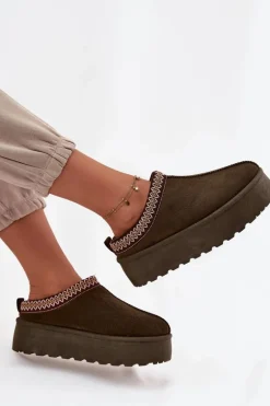 Śniegowce Damskie Z Ozdobnym Haftem Ciemnozielone Jenira