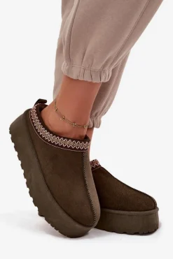 Śniegowce Damskie Z Ozdobnym Haftem Ciemnozielone Jenira