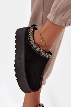 Śniegowce Damskie Z Ozdobnym Haftem Czarne Jenira