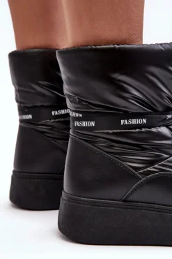 Śniegowce Damskie Z Ozdobnym Wiązaniem Czarne Siracna