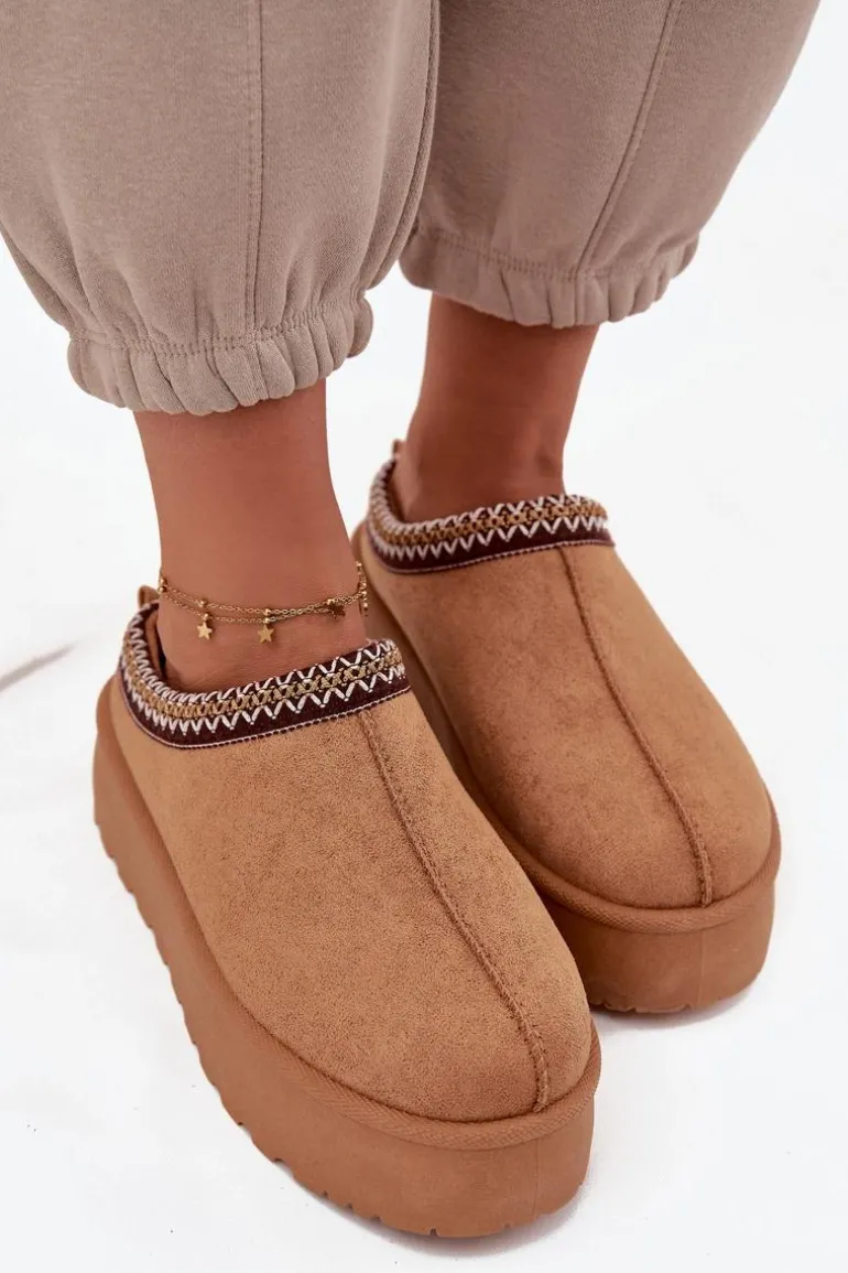 Śniegowce Damskie Z Ozdobnym Haftem Camel Jenira