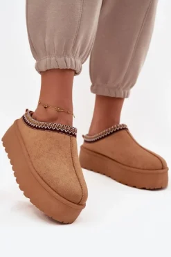 Śniegowce Damskie Z Ozdobnym Haftem Camel Jenira