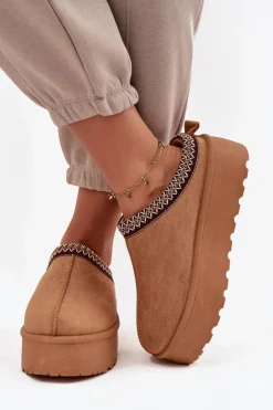 Śniegowce Damskie Z Ozdobnym Haftem Camel Jenira