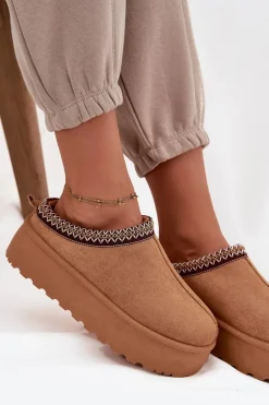 Śniegowce Damskie Z Ozdobnym Haftem Camel Jenira