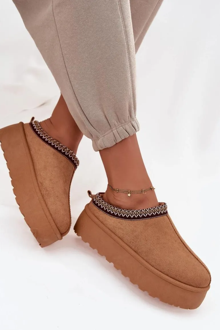 Śniegowce Damskie Z Ozdobnym Haftem Camel Jenira