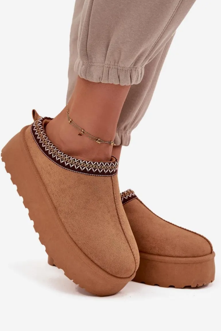 Śniegowce Damskie Z Ozdobnym Haftem Camel Jenira