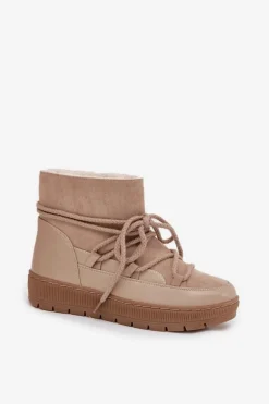 Śniegowce Damskie Z Wiązaniem Beżowe Rebekah