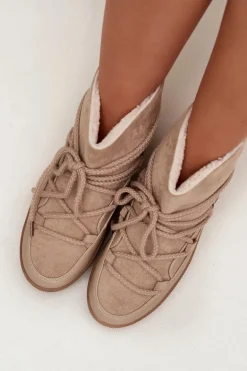 Śniegowce Damskie Z Wiązaniem Beżowe Rebekah