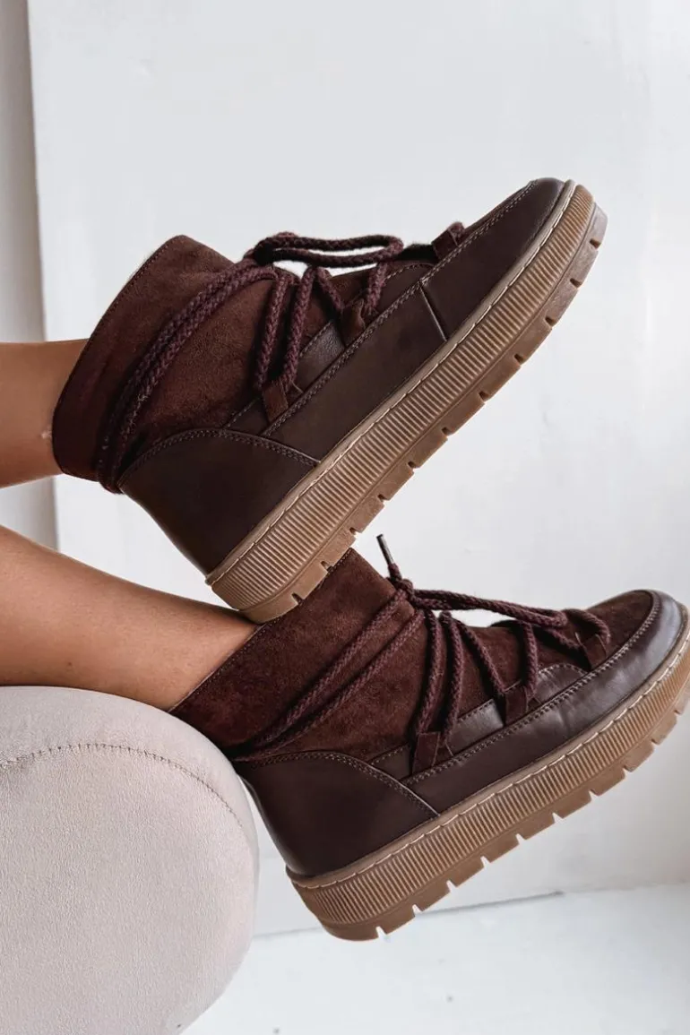 Śniegowce Damskie Z Wiązaniem Czekoladowe Rebekah