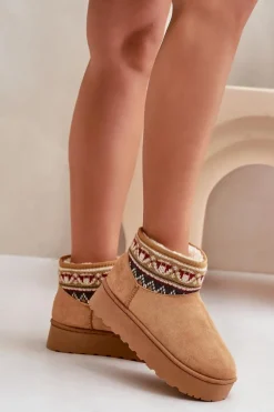 Śniegowce Damskie Ze Wzorem Na Platformie Camel Avatharia