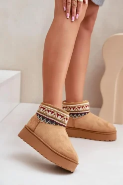 Śniegowce Damskie Ze Wzorem Na Platformie Camel Avatharia