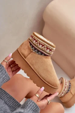 Śniegowce Damskie Ze Wzorem Na Platformie Camel Avatharia