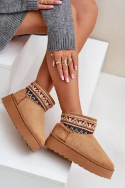 Śniegowce Damskie Ze Wzorem Na Platformie Camel Avatharia