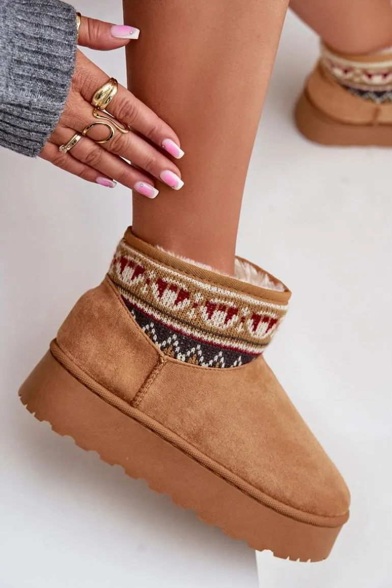 Śniegowce Damskie Ze Wzorem Na Platformie Camel Avatharia