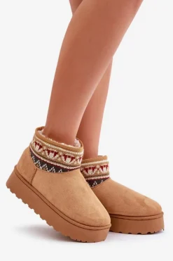 Śniegowce Damskie Ze Wzorem Na Platformie Camel Avatharia