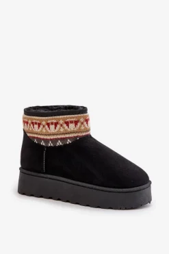 Śniegowce Damskie Ze Wzorem Na Platformie Czarne Avatharia