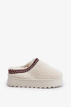 Śniegowce Kapcie Na Platformie Z Futerkiem Typu Baranek Jasnobeżowe Ovirissa