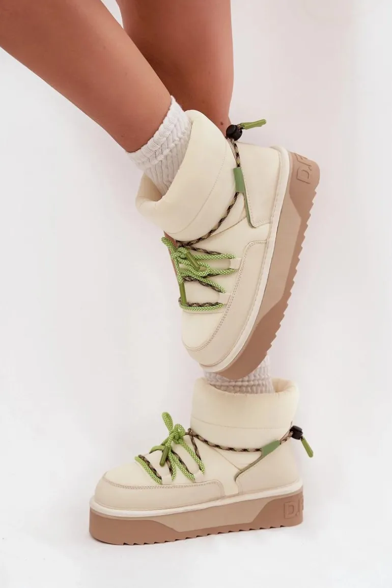 Śniegowce Na Platformie D.Franklin DFSH371015 Jasnobeżowe