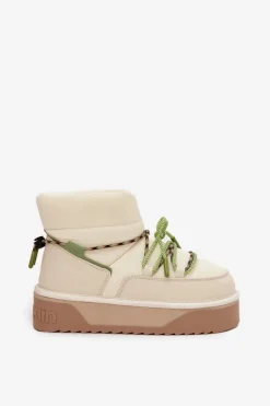 Śniegowce Na Platformie D.Franklin DFSH371015 Jasnobeżowe