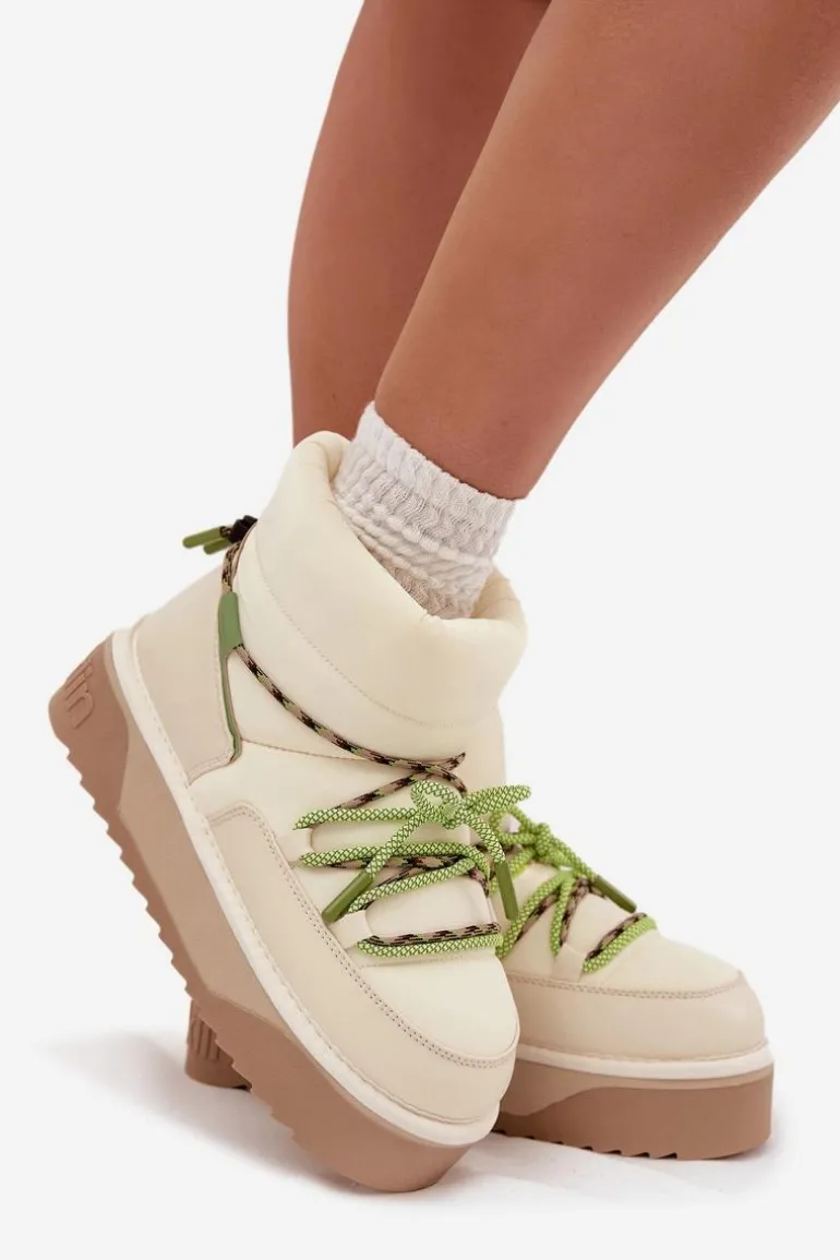 Śniegowce Na Platformie D.Franklin DFSH371015 Jasnobeżowe