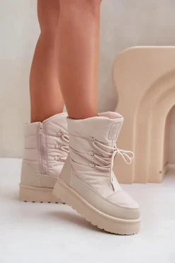 Śniegowce Na Platformie Na Zamek Big Star OO274885 Beżowe