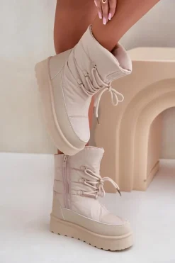 Śniegowce Na Platformie Na Zamek Big Star OO274885 Beżowe