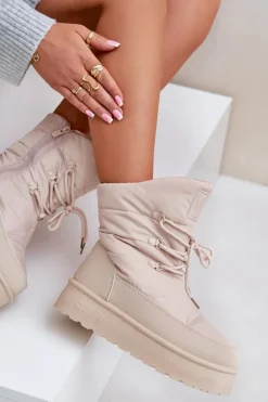 Śniegowce Na Platformie Na Zamek Big Star OO274885 Beżowe