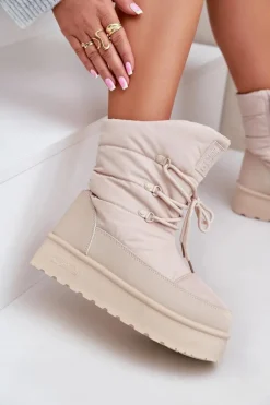 Śniegowce Na Platformie Na Zamek Big Star OO274885 Beżowe