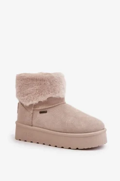 Śniegowce Na Platformie Z Futerkiem Big Star OO274A107 Jasnobeżowe