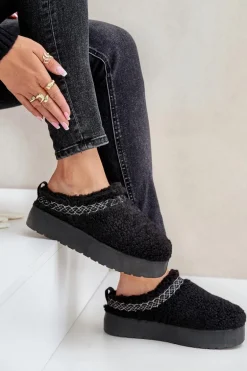 Śniegowce Na Platformie Z Futerkiem Typu Baranek Czarne Mesirra